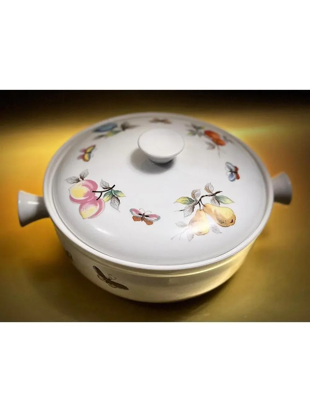 Vintage Andrea By Sadek Fruit & Butterflies Oven To Table Cookware